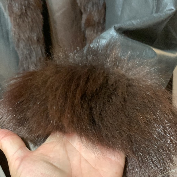 Vintage Genuine Leather & Real Dyed Foxtail Bomber Jacket Womanβs Small - Picture 4 of 17